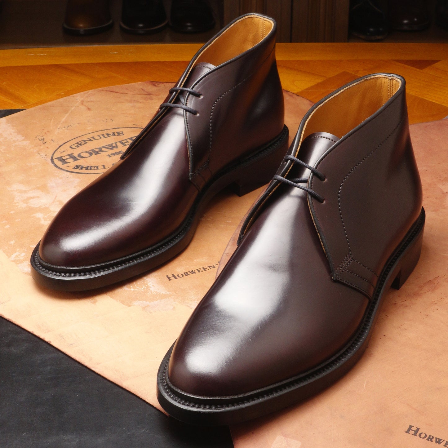 22133 Plain toe chukka boot Burgundy cordovan