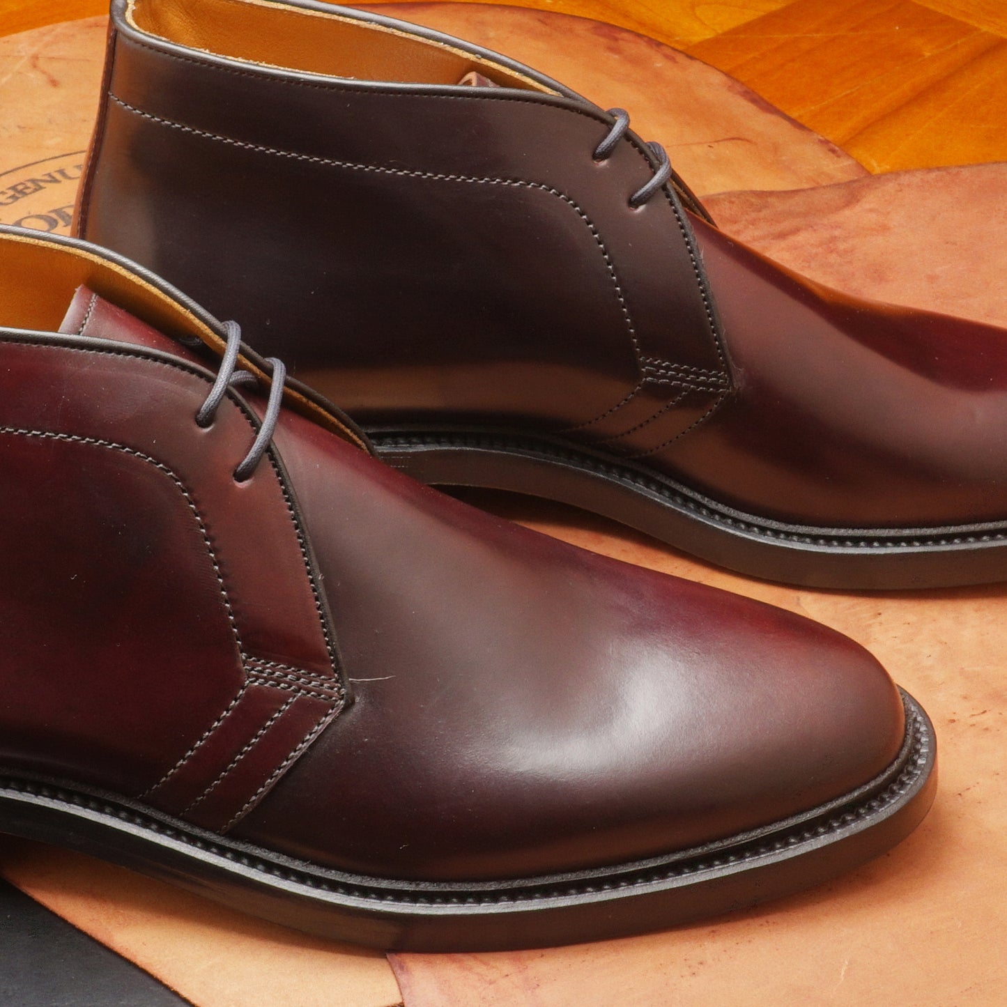 22133 Plain toe chukka boot Burgundy cordovan