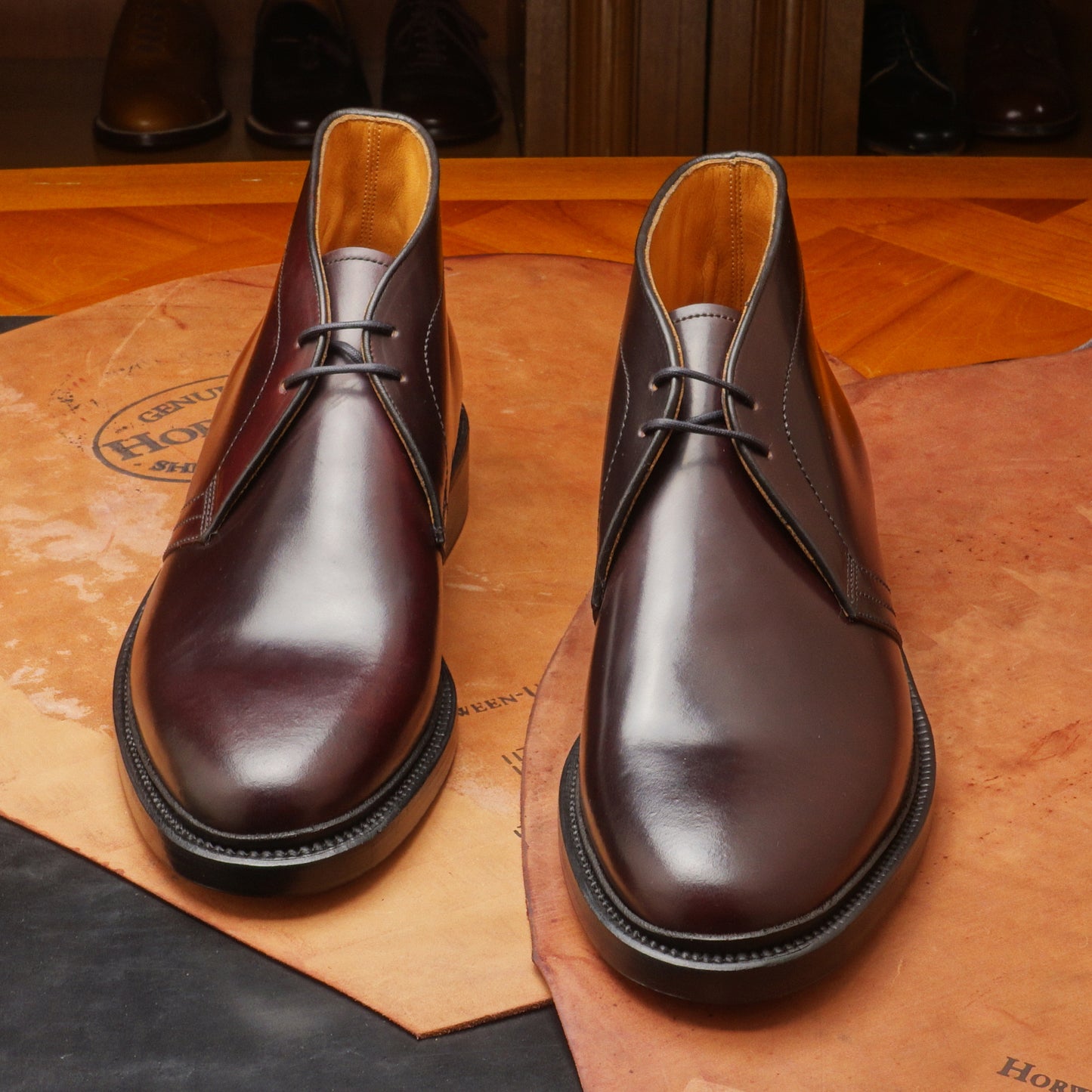 22133 Plain toe chukka boot Burgundy cordovan