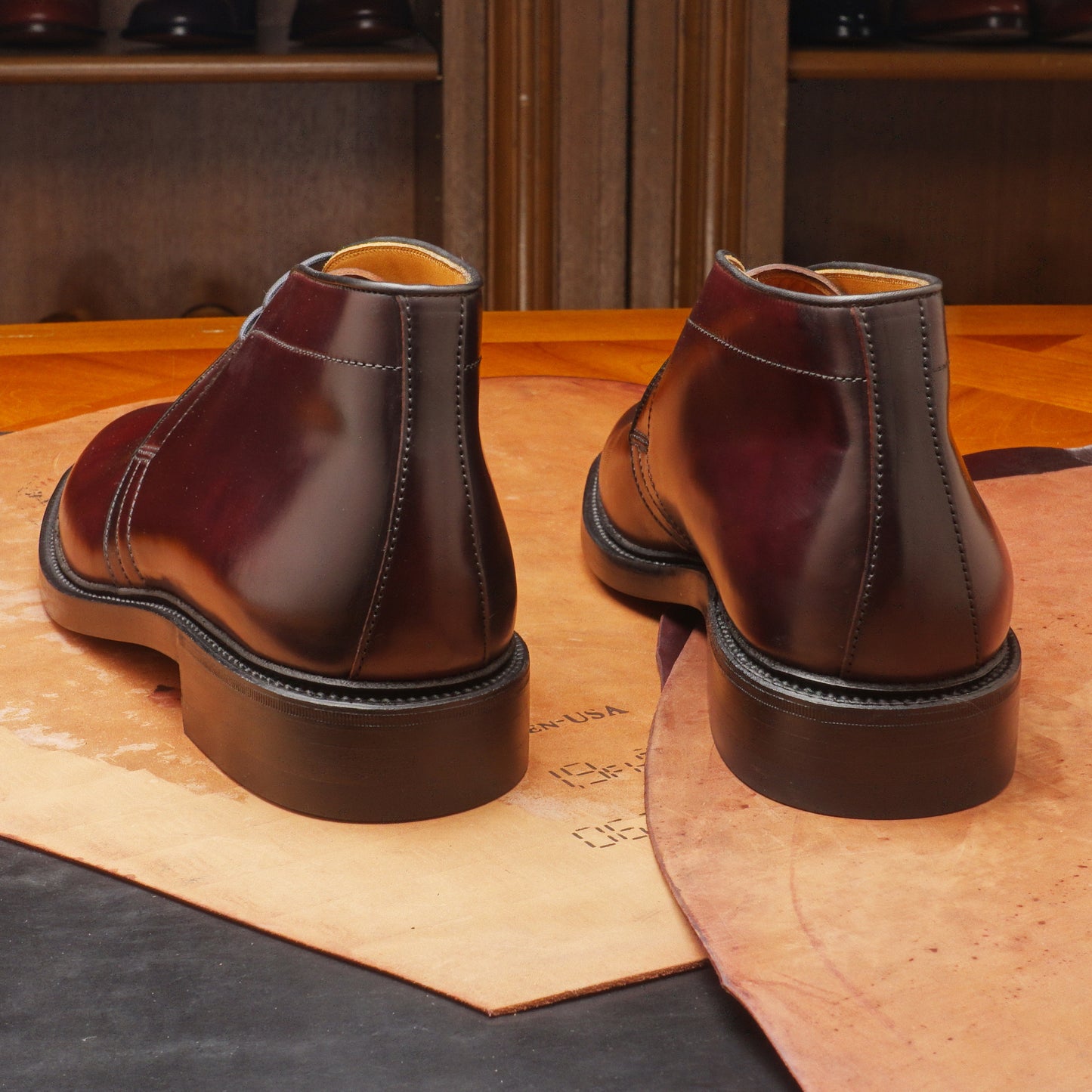 22133 Plain toe chukka boot Burgundy cordovan