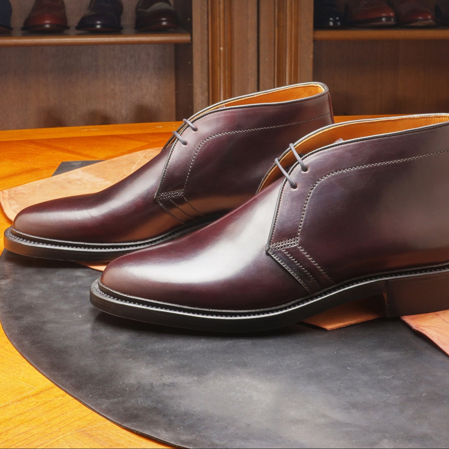 22133 Plain toe chukka boot Burgundy cordovan