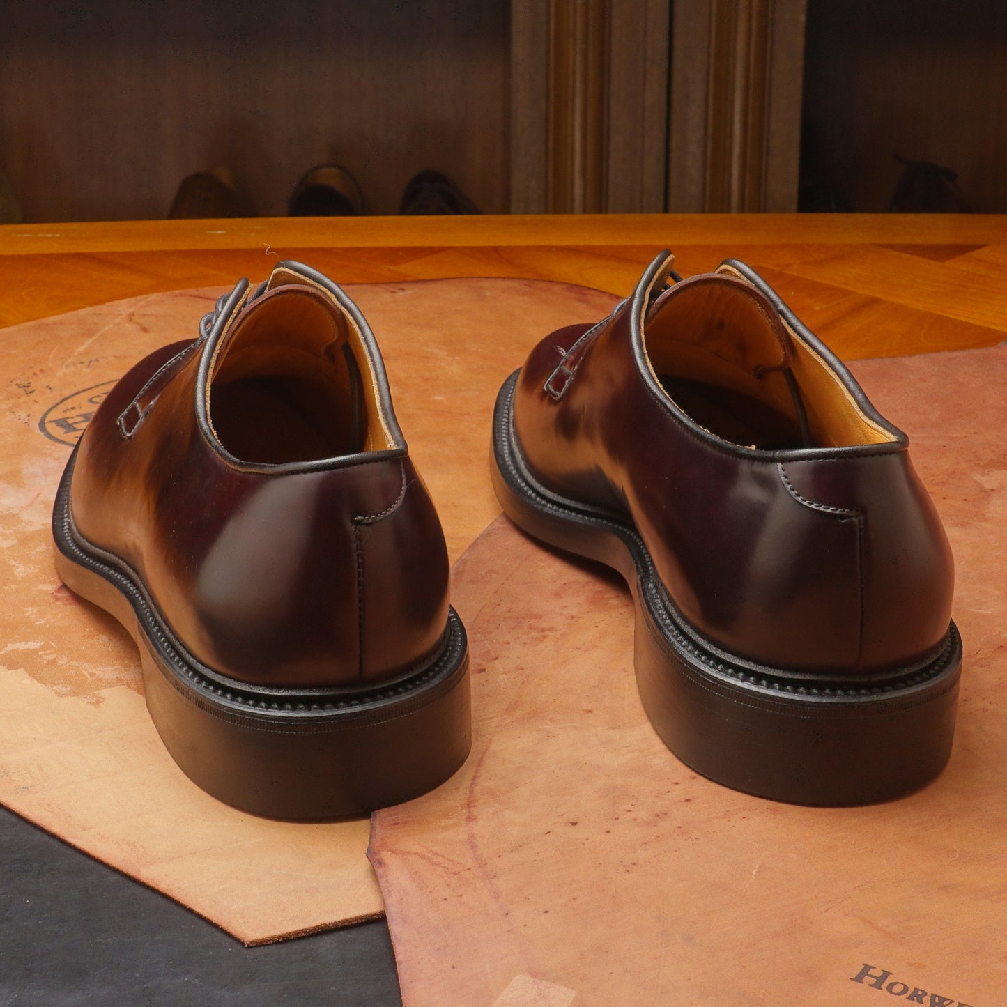 22533 Plain toe blucher Burgundy cordovan